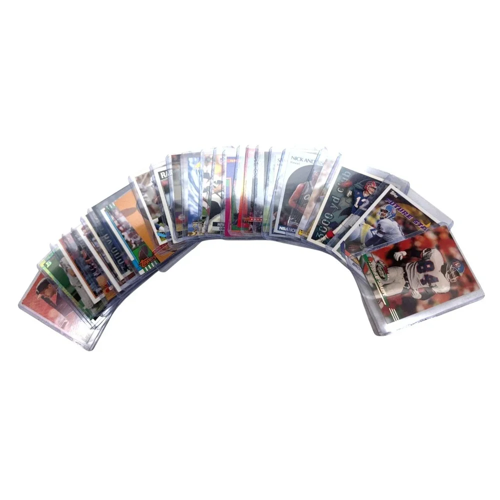26 random football, basketball & baseball trading card lot, all in plastic